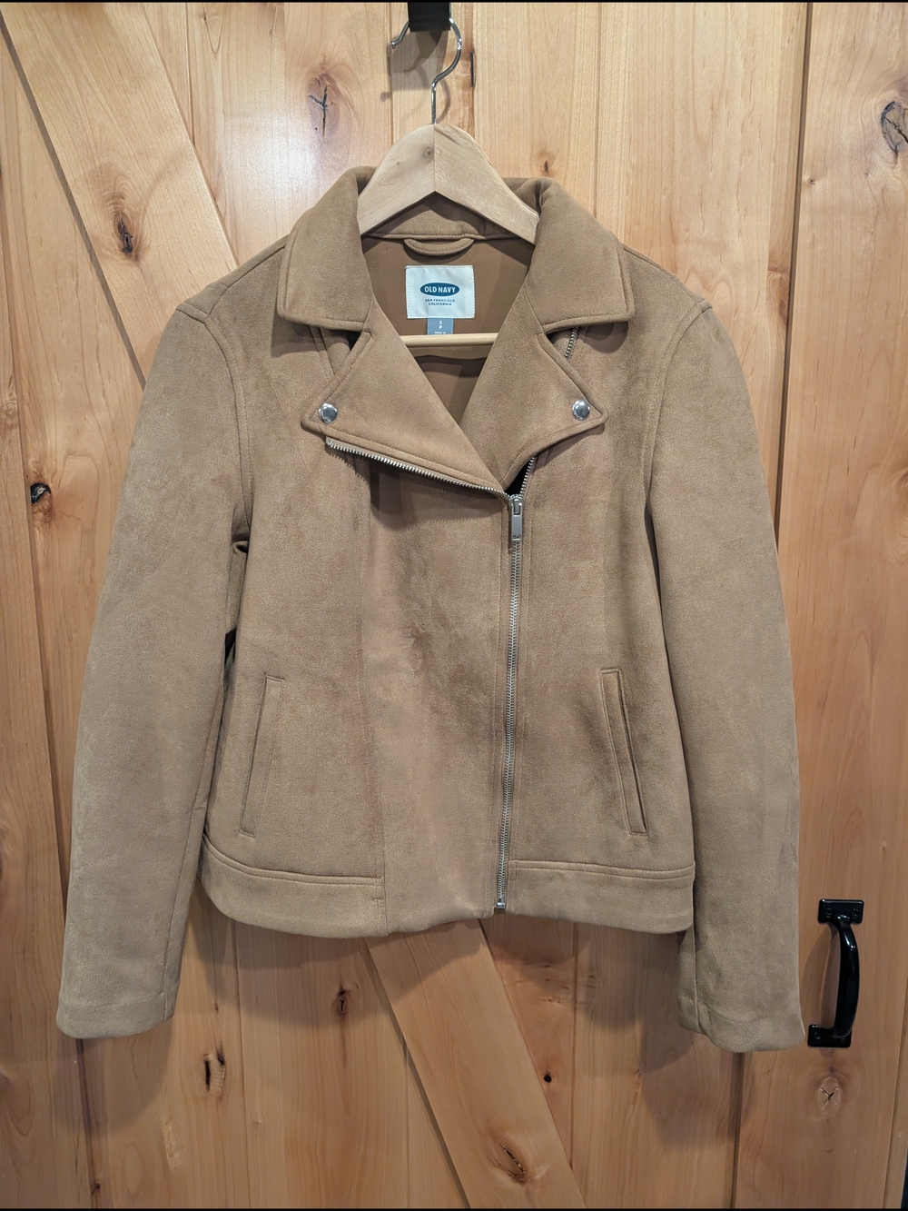 Old Navy Suede-Look Moto Jacket in Camel Tan